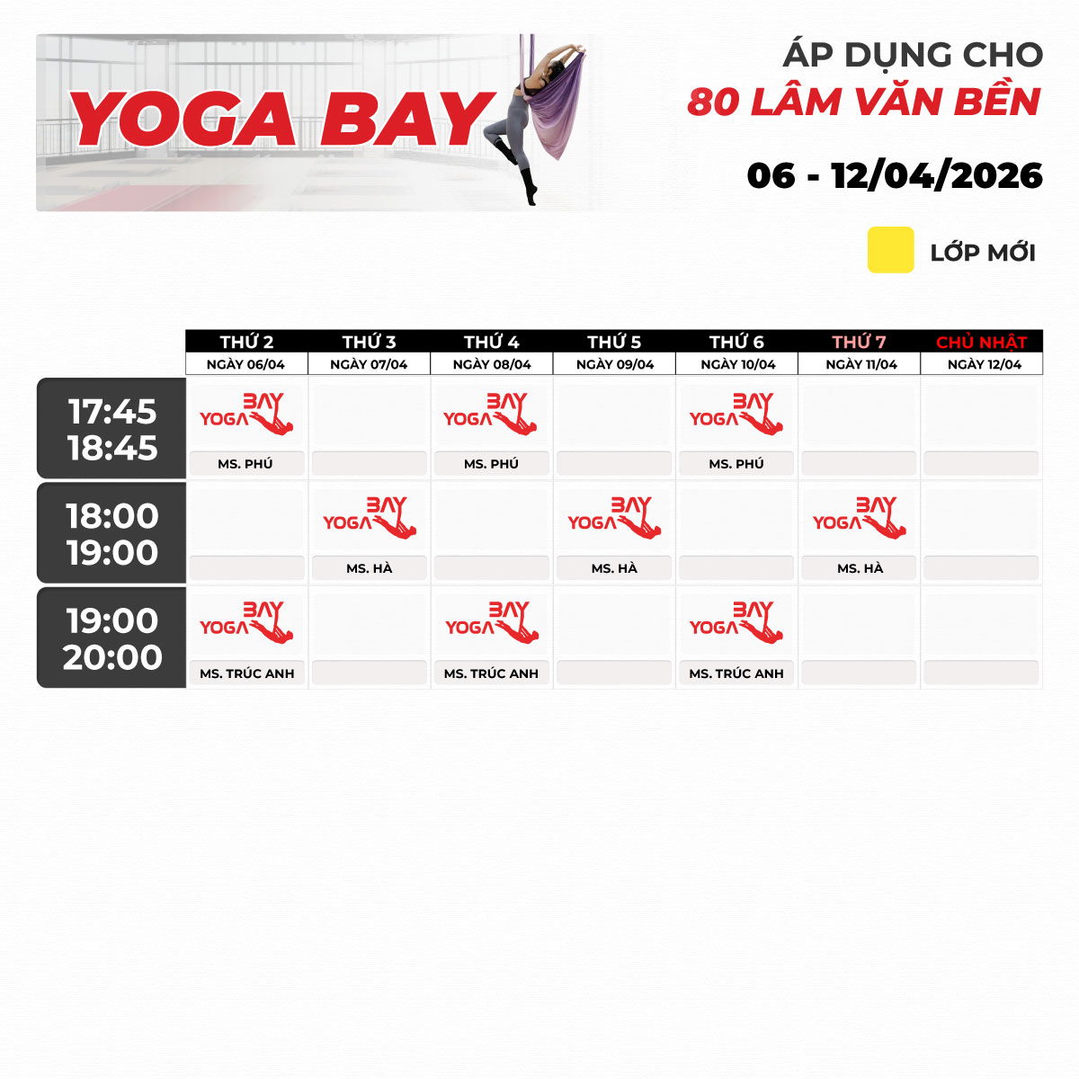 LỊCH TẬP YOGA BAY TẠI UP GYM QUẬN 6 – 7 – 8 UP GYM - Hệ Thống Lớp Tập Giảm Cân Chuẩn Khoa Học