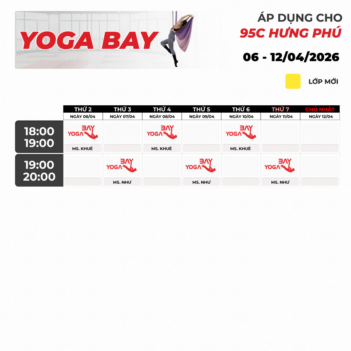LỊCH TẬP YOGA BAY TẠI UP GYM QUẬN 6 – 7 – 8 UP GYM - Hệ Thống Lớp Tập Giảm Cân Chuẩn Khoa Học